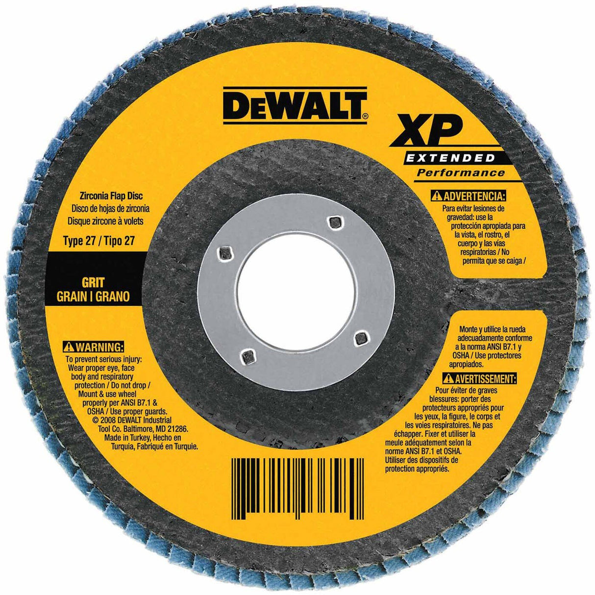 DeWalt DW8327 7" 36 Grit Zirconia Type 29 Flap Disc 5/8-11 Arbor