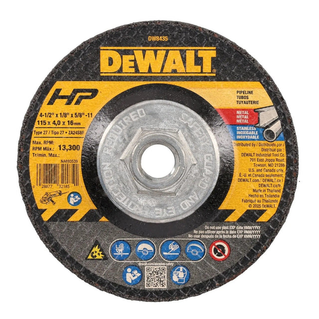 DeWalt DW8435 Z 4.5" x 0.125" x 5/8-11 Pipeliner Cutting and Grinding Wheel (10 Pack)