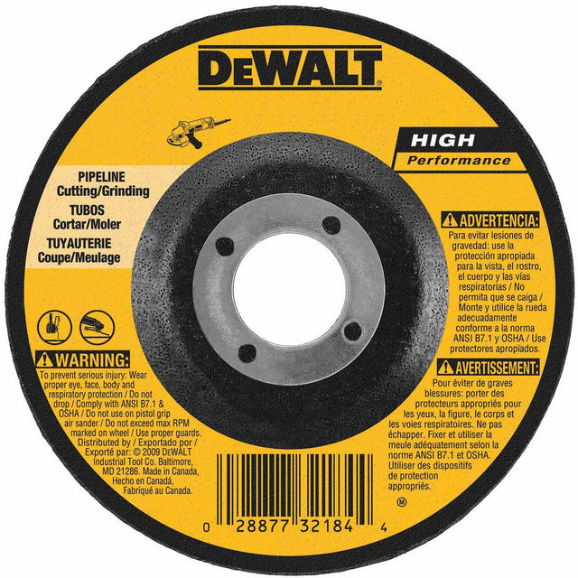 DeWalt DW8484 HP 5" x 1/8" x 7/8" Type 27 Metal Pipeline Aluminum Oxide Grinding Wheel