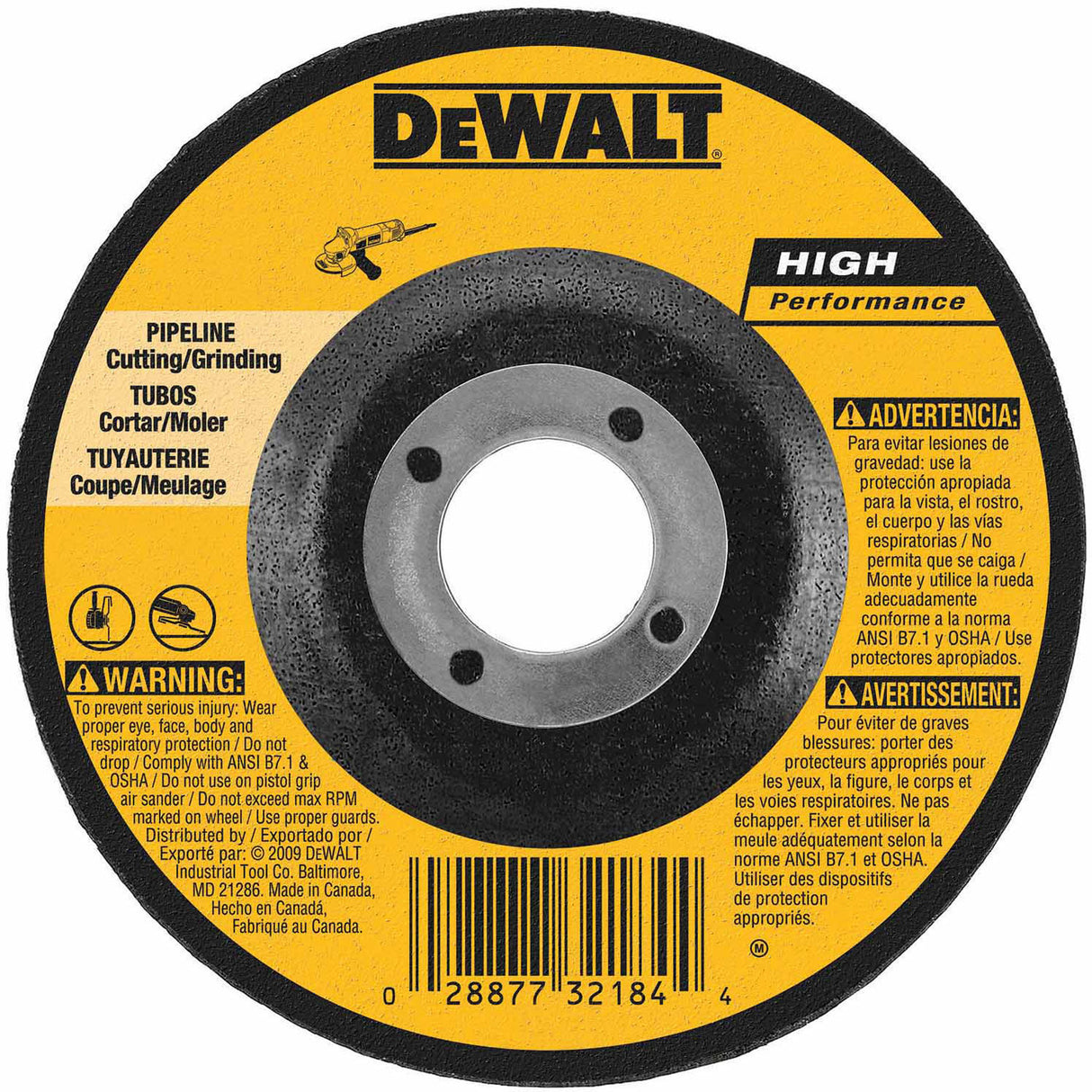 DeWalt DW8485 HP 6" x 7/8" Metal Grinding Wheel Type 27