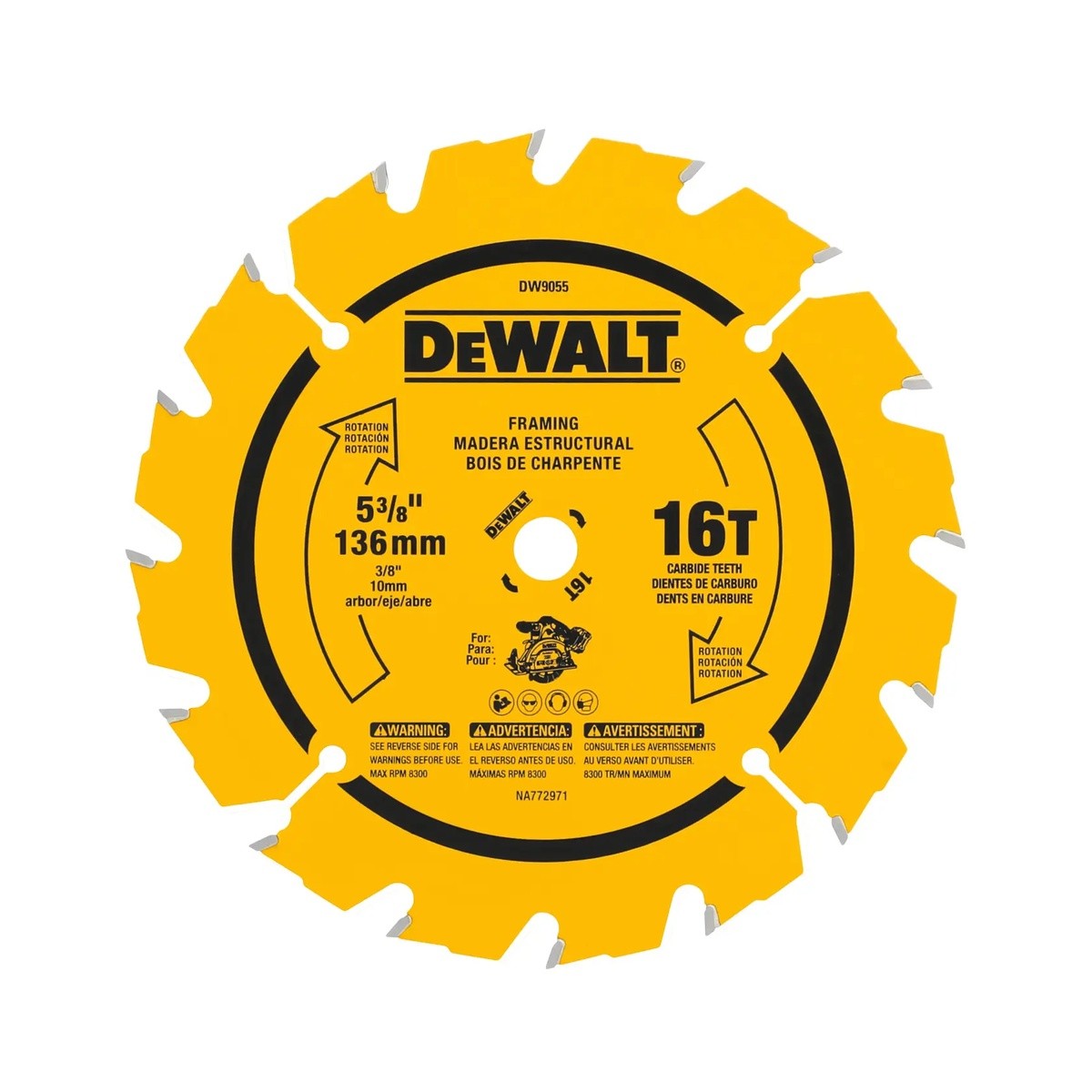 DeWalt DW9055 5-3/8" 16T Carbide Saw Blade (Fast Woodcutting)