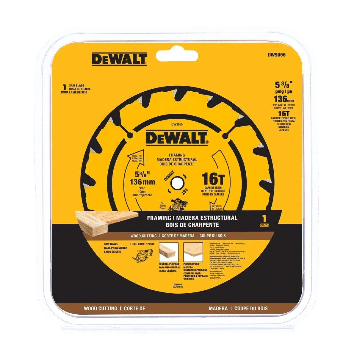 DeWalt DW9055 5-3/8" 16T Carbide Saw Blade (Fast Woodcutting) - 2