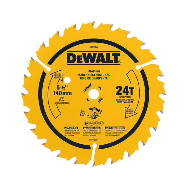 DeWalt DW9066 5-1/2" 24-Tooth Rough Finish Carbide Circular Saw Blade for Wood Cutting
