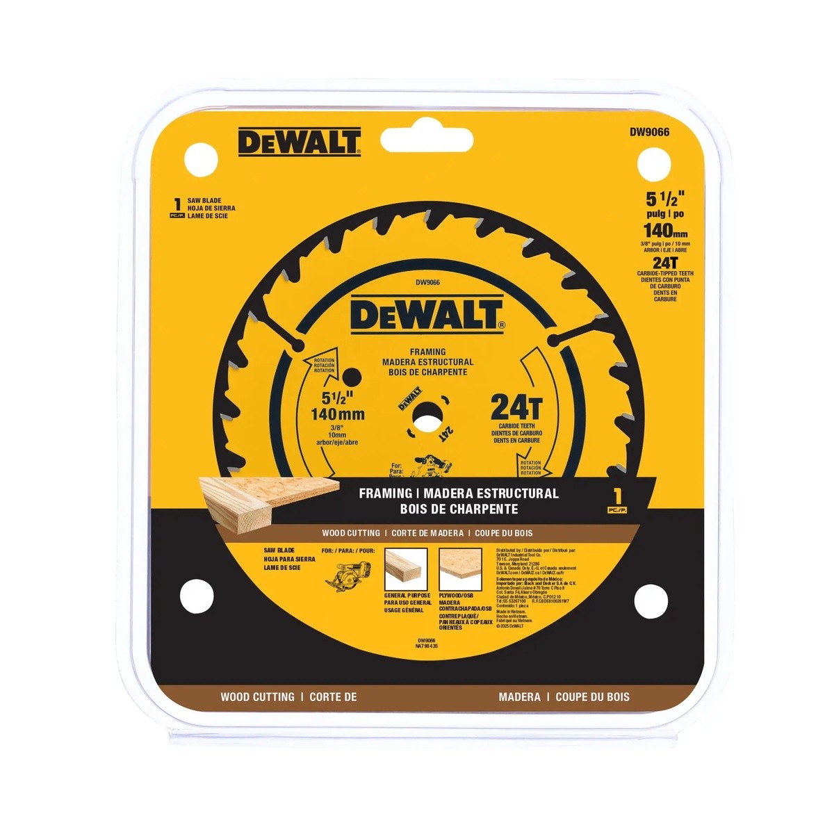 DeWalt DW9066 5-1/2" 24-Tooth Rough Finish Carbide Circular Saw Blade for Wood Cutting - 2