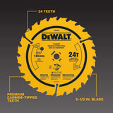 DeWalt DW9066 5-1/2" 24-Tooth Rough Finish Carbide Circular Saw Blade for Wood Cutting - 4