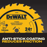 DeWalt DW9066 5-1/2" 24-Tooth Rough Finish Carbide Circular Saw Blade for Wood Cutting - 5