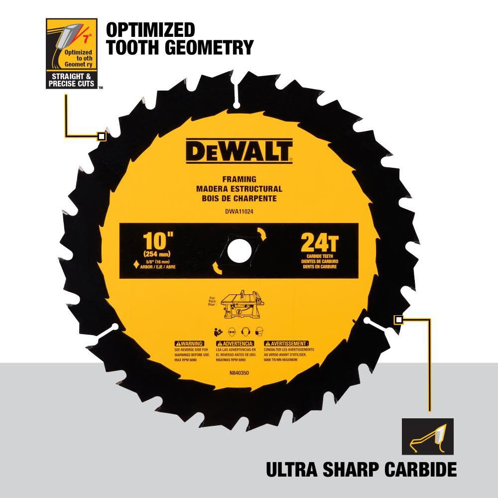 DeWalt DWA11024 10 in. 24T General Purpose Saw Blade - 3