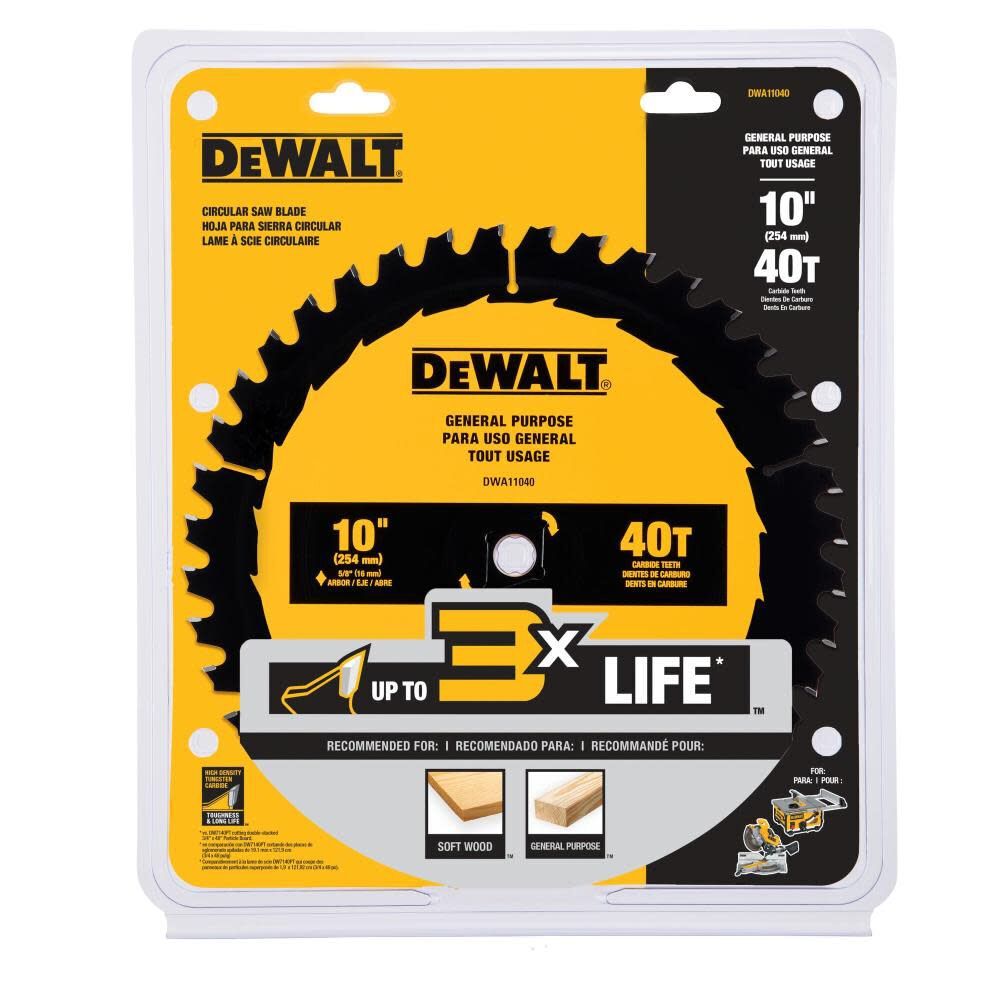 DeWalt DWA11040 10 in. 40T General Purpose Saw Blade - 2