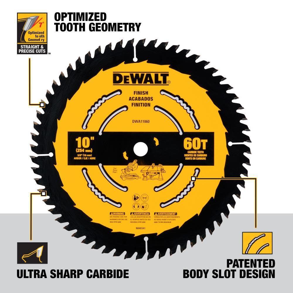 DeWalt DWA11060 10 in. 60T Finish Saw Blade - 3