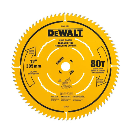 DeWalt DWA11280DT 12" Carbide Circular Saw Blade 80 Tooth Fine Finish 1" Arbor