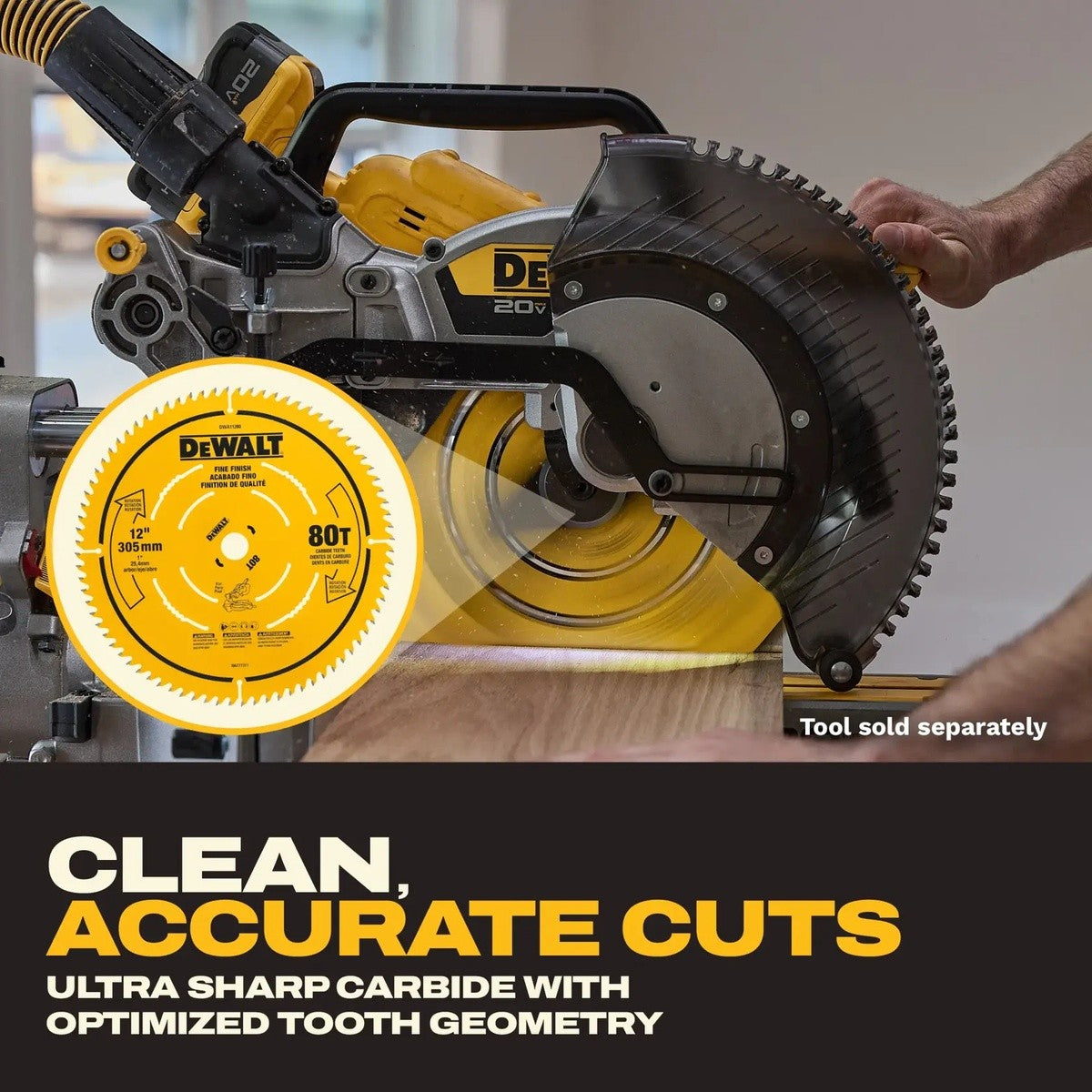 DeWalt DWA11280DT 12" Carbide Circular Saw Blade 80 Tooth Fine Finish 1" Arbor - 5