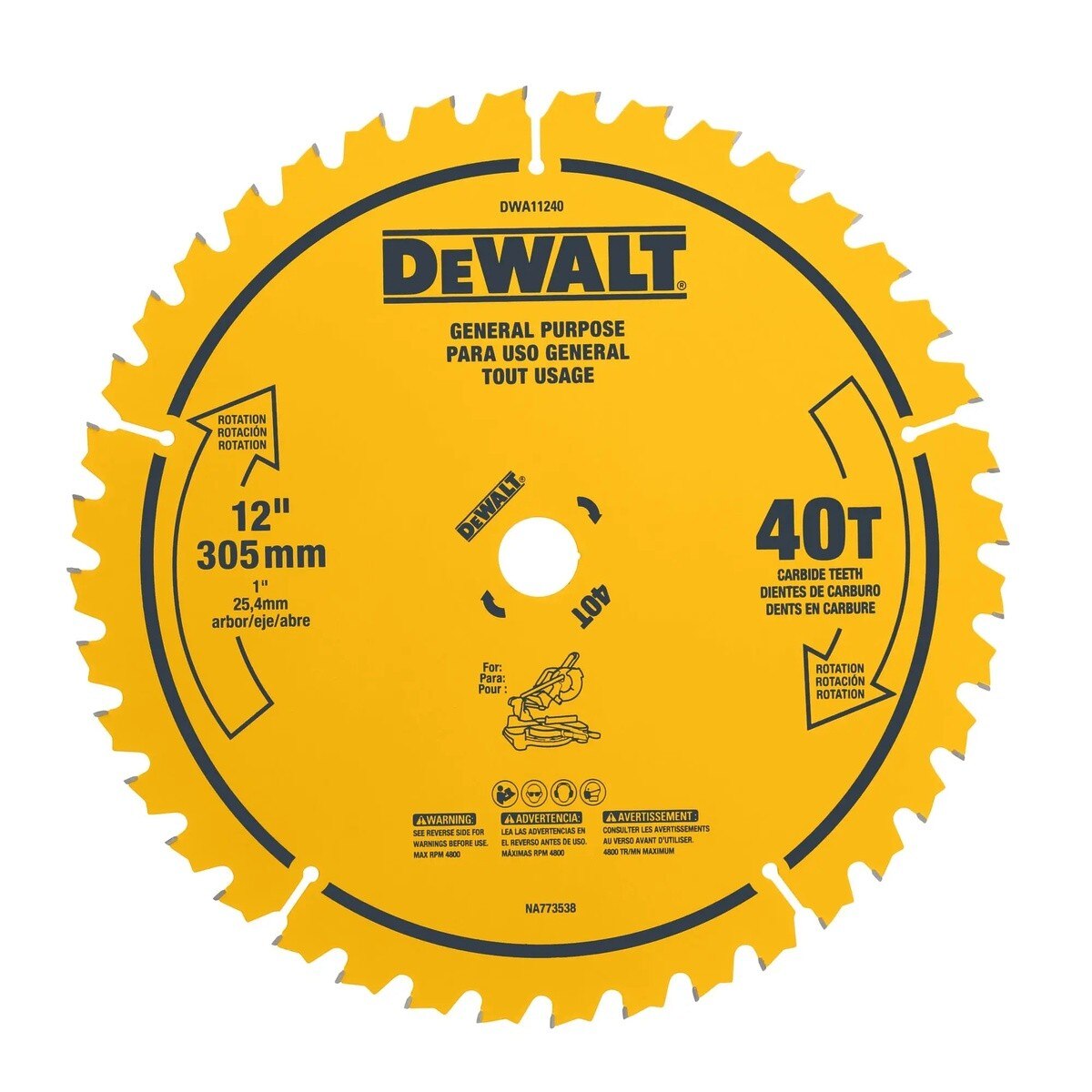DeWalt DWA124080CMB 12" Carbide Circular Saw Blade Combo Pack 40T and 80T (2 Pack)