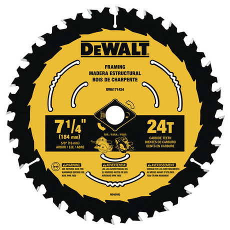 DeWalt DWA171424 7-1/4" 24T Small Diameter Circular Saw Blade Blister