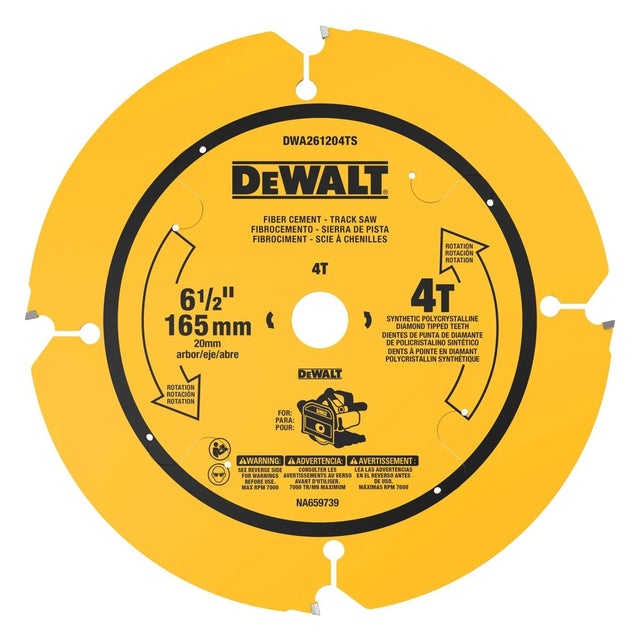 DeWalt DWA261204TS 6-1/2" 4T Diamond Tipped Fiber Cement Track Saw Blade for 20 mm Arbor Track Saws
