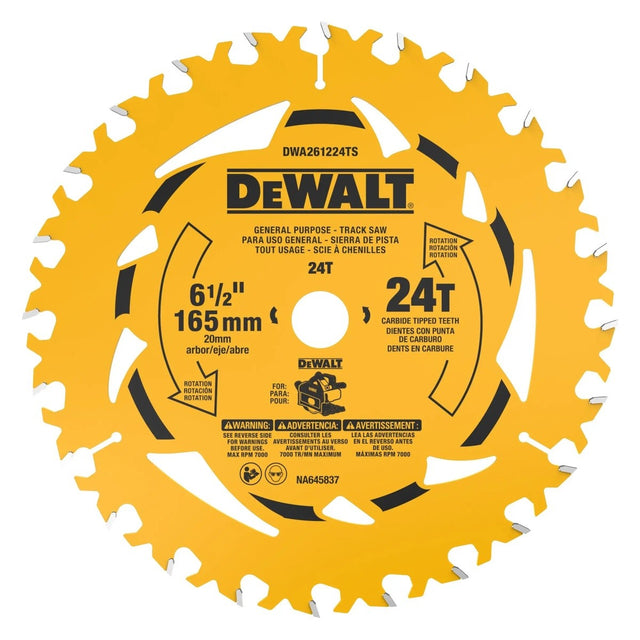 DeWalt DWA261224TS 6-1-2" 24T General Purpose Track Saw Blade with 20 mm Arbor