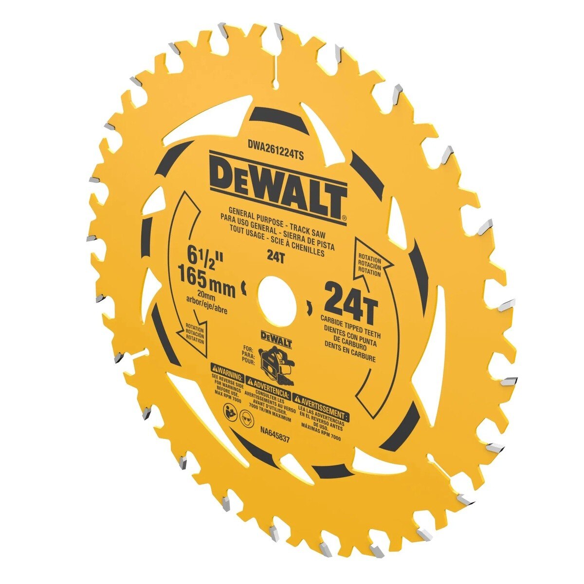 DeWalt DWA261224TS 6-1-2" 24T General Purpose Track Saw Blade with 20 mm Arbor - 3