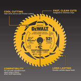 DeWalt DWA261252TS 6-1/2" 52T Laminate and Melamine Track Saw Blade - 4