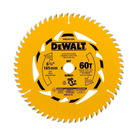 DeWalt DWA261260 6-1/2" 60T Circular Saw Blade for Ultra Fine Finish
