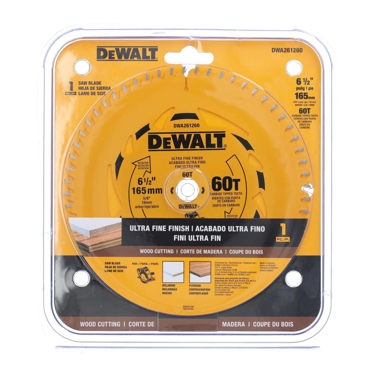 DeWalt DWA261260 6-1/2" 60T Circular Saw Blade for Ultra Fine Finish - 2