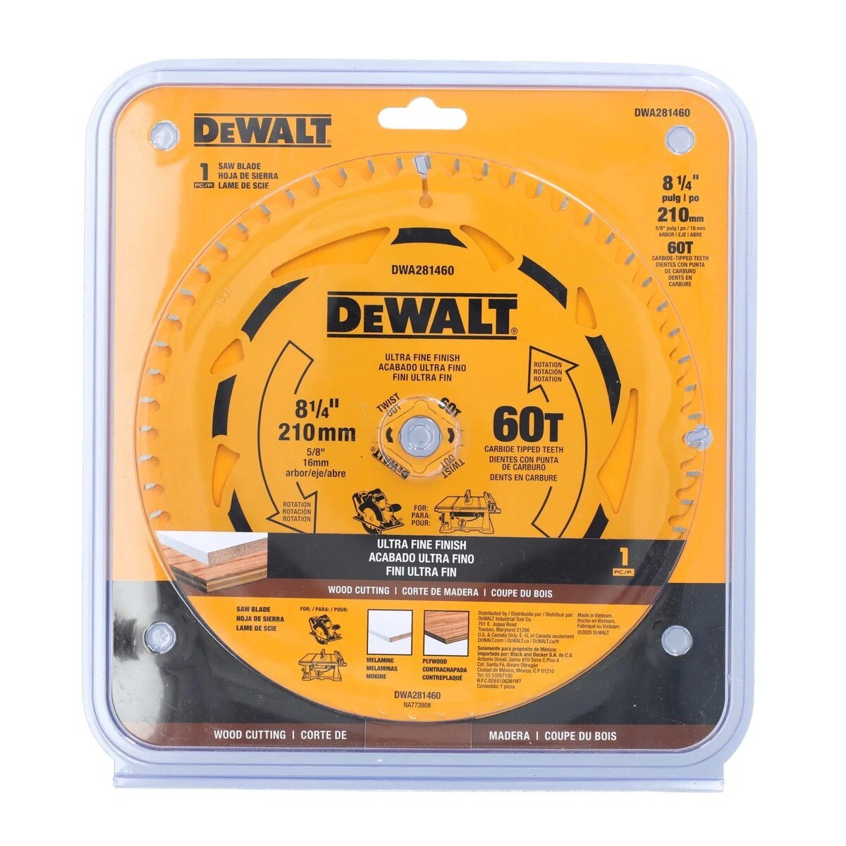 DeWalt DWA281460 8-1/4" 60T Carbide Tipped Circular Saw Blade - 2