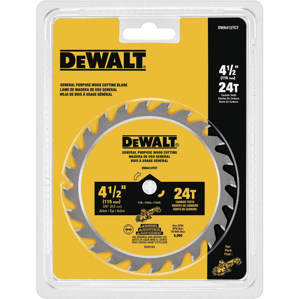 DeWalt DWA412TCT 4-1/2" 24 T Carbide Wood Cutting Circular Saw Blade - 2