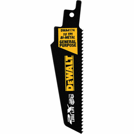 DeWalt DWA4174 4" 10TPI 2X Reciprocating Saw Blade 5 Pack