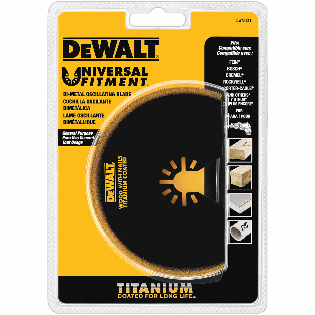 DeWalt DWA4211 Titanium Nitride Coating Semi-Circle Wood with Nails Universal Oscillating Tool Blade - 2