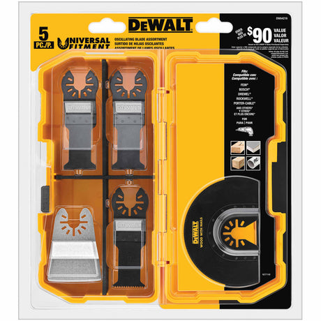 DeWalt DWA4216 5-Piece Universal Fitment Multi-Material Oscillating Tool Accessory Kit with Case