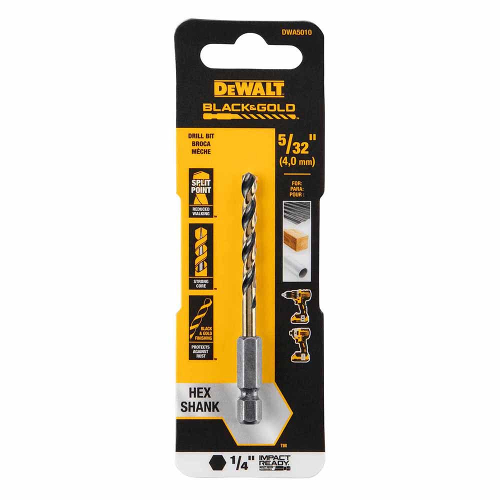 DeWalt DWA5010 5/32" Black & Gold Impact Ready Metal Drill Bit - 2