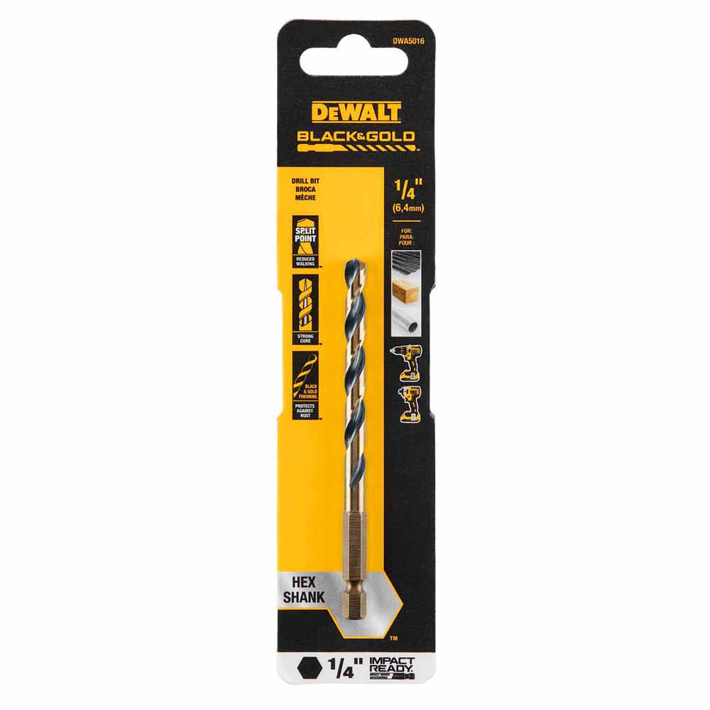 DeWalt DWA5016 1/4" Black & Gold Impact Ready Metal Drill Bit - 2