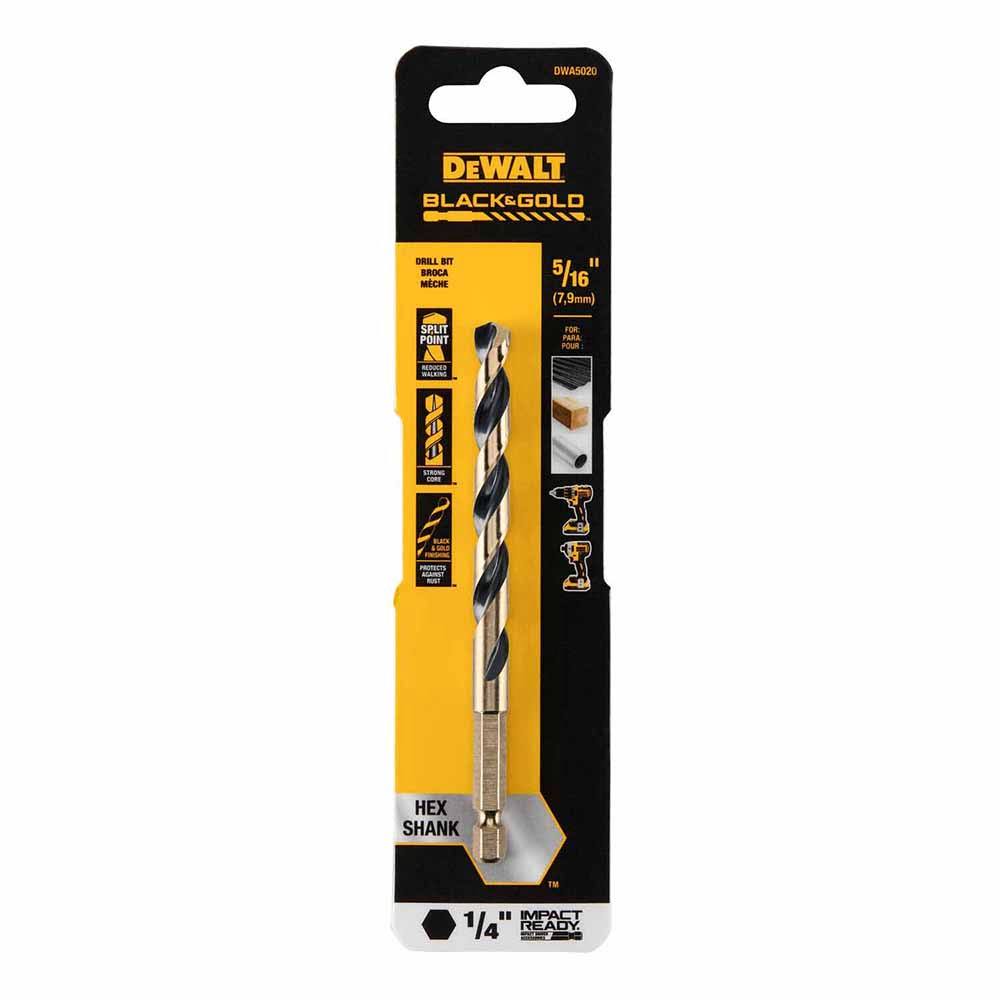 DeWalt DWA5020 5/16" Black & Gold Impact Ready Metal Drill Bit - 2