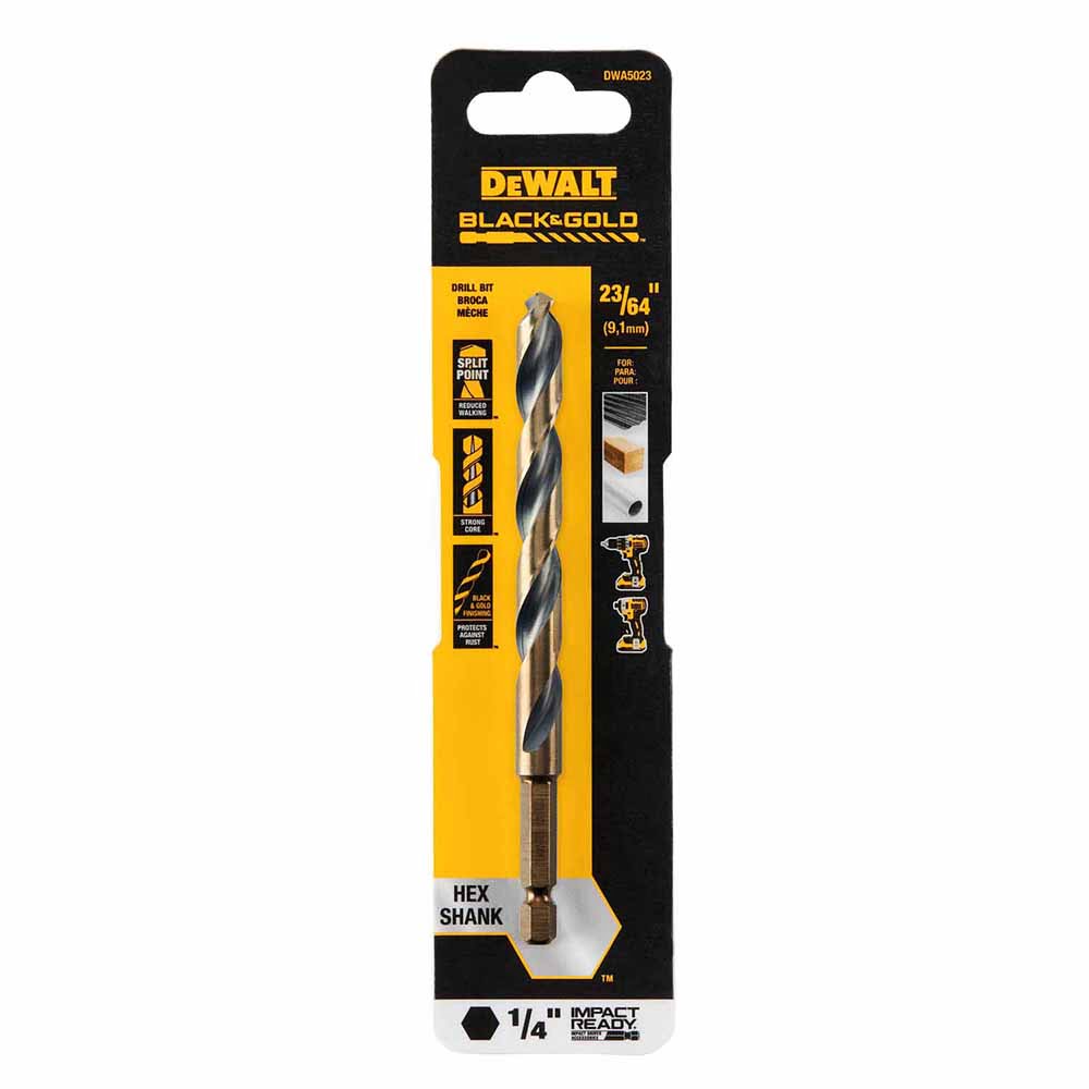 DeWalt DWA5023 23/64" Black & Gold Impact Ready Metal Drill Bit - 2