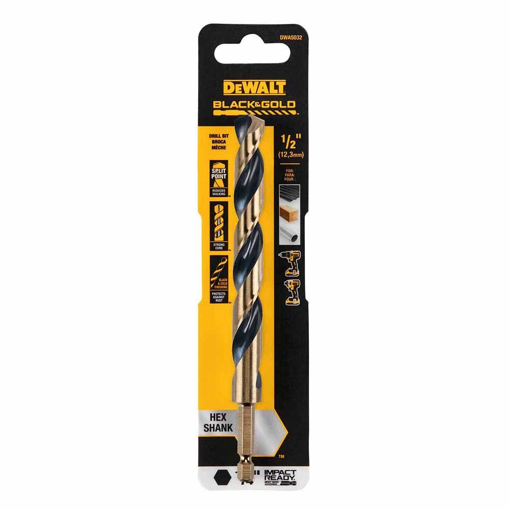 DeWalt DWA5032 1/2" Black & Gold Impact Ready Metal Drill Bit - 2