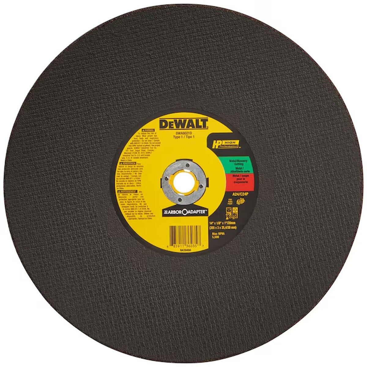 DeWalt DWA8021D 14" Aluminum Oxide Cutting Wheel Accessory Blade - 3