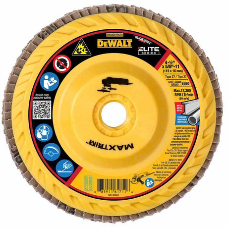 DeWalt DWA8281HCTR Elite Series , 4-1/2" x 5/8-11 60 Grit T27 Maxtrim Trimmable Flap Disc