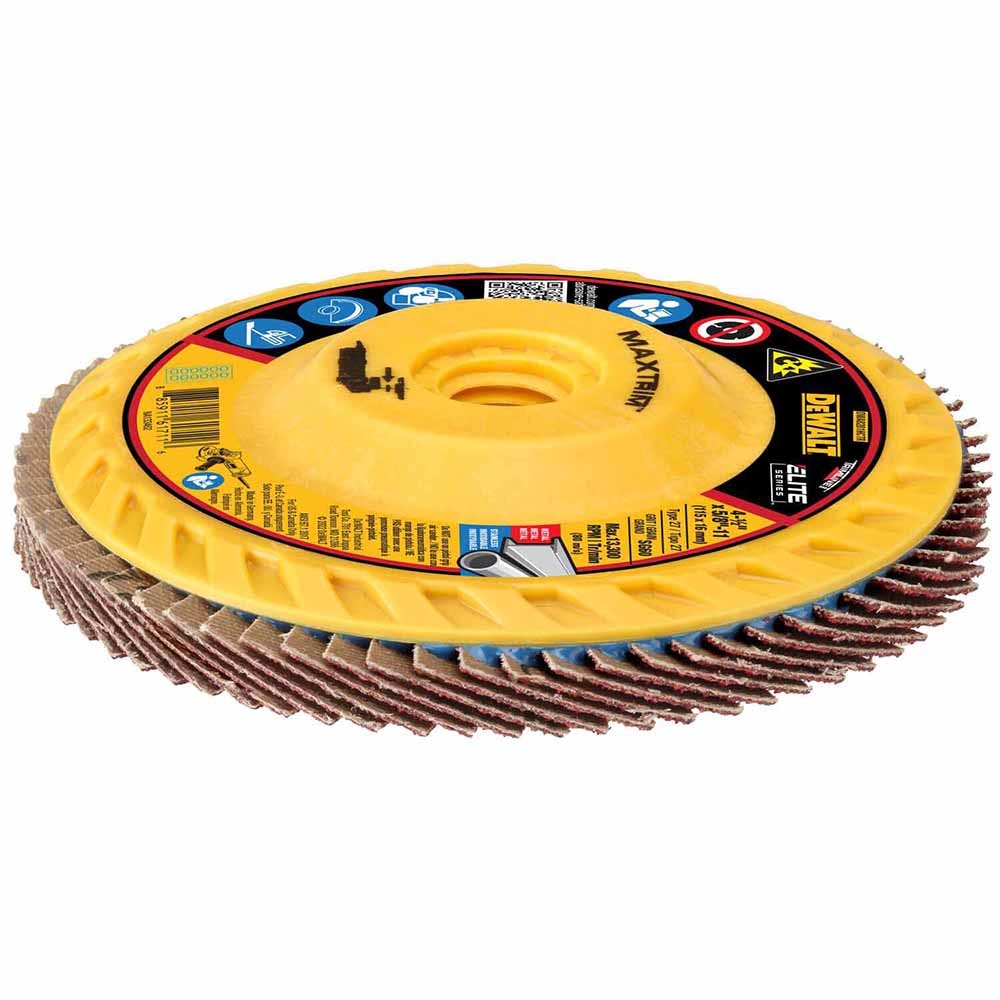 DeWalt DWA8281HCTR Elite Series , 4-1/2" x 5/8-11 60 Grit T27 Maxtrim Trimmable Flap Disc - 4