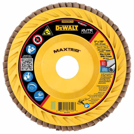 DeWalt DWA8285CTR ELITE SERIES 5 X 7/8 80G T27 Trimmable Flap Disc