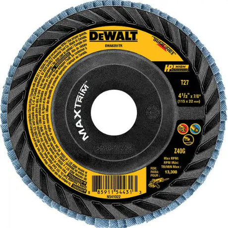 DeWalt DWA8357HTR 4-1/2" Steel Trimmable Flap Disc Z60 T27