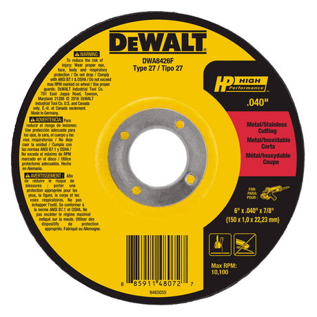 DeWalt DWA8426F 6 x .040 x 7/8 T27 HP Cut-Off Wheel