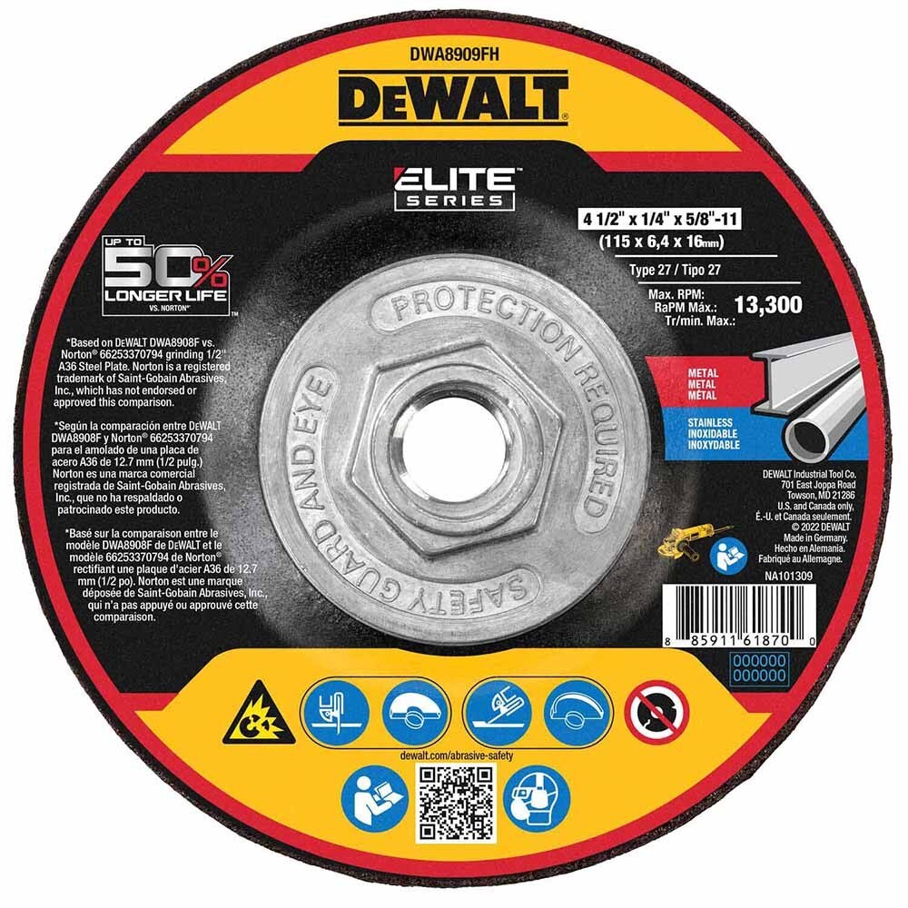 Dwa Rims DeWalt DWA8909FH ELITE SERIES Grinding Wheels 4-1/2