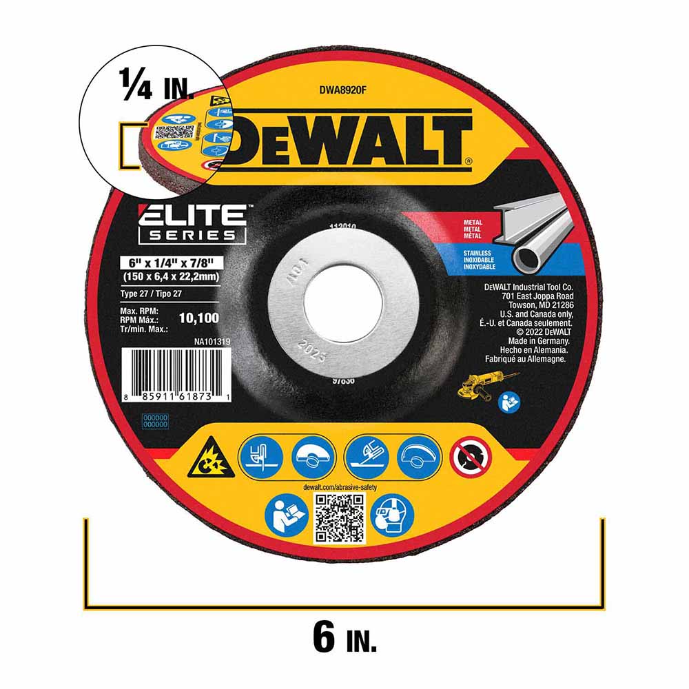 DeWalt DWA8920F ELITE SERIES Grinding Wheels 6" X 1/4" X 7/8" - 2