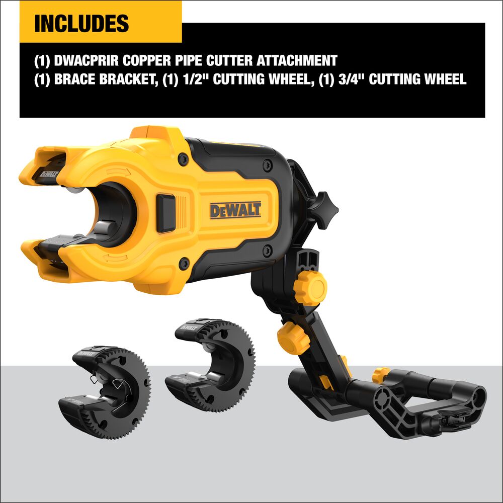 DeWalt DWACPRIR Impact Connect Copper Tubing Cutter with Brace Bracket 1/2"-1" Capacity , Includes 1/2" and 3/4" Cutting Wheels - 8