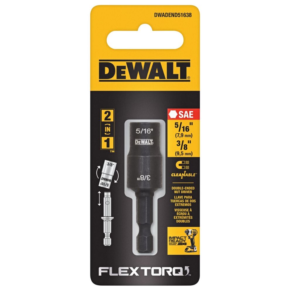 DeWalt DWADEND51638 5/16 & 3/8 Socket w/ Short Extension - 5