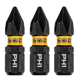 DeWalt DWAF1PH1IR3 PH1 FLEXTORQ 1/4 x 1in Impact Driver Bits, 3-Pack - 3