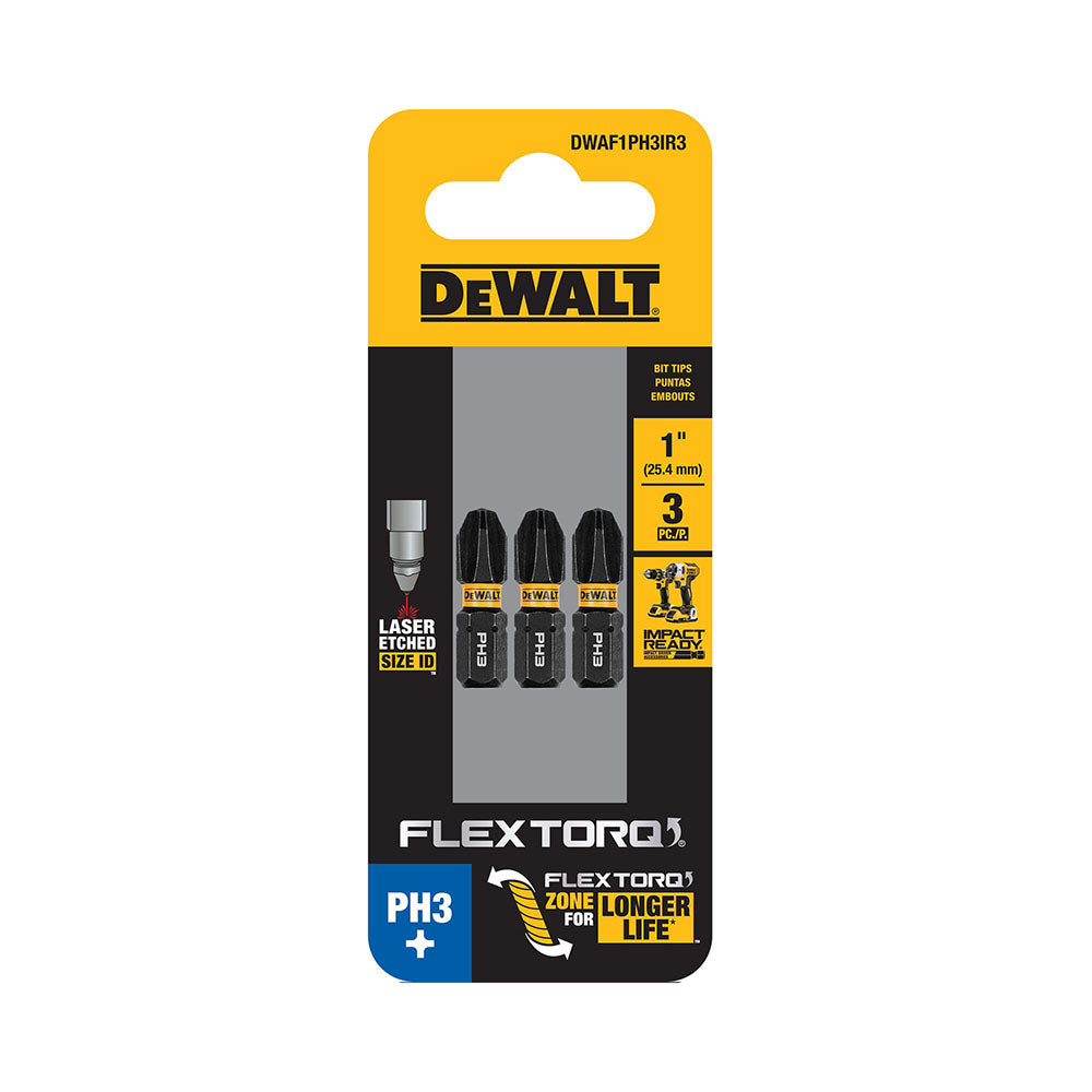 DeWalt DWAF1PH3IR3 PH3 FLEXTORQ 1/4 x 1in Impact Driver Bits, 3-Pack - 2