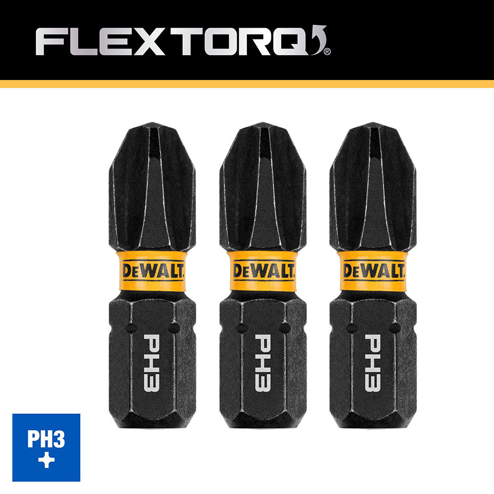 DeWalt DWAF1PH3IR3 PH3 FLEXTORQ 1/4 x 1in Impact Driver Bits, 3-Pack - 4