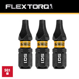 DeWalt DWAF1SQ1IR3 SQ1 FLEXTORQ 1/4 x 1in Impact Driver Bits, 3-Pack - 4