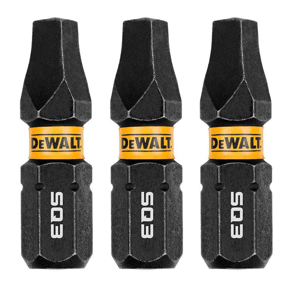 DeWalt DWAF1SQ3IR3 SQ3 FLEXTORQ 1/4 x 1in Impact Driver Bits, 3-Pack - 3