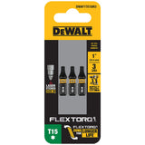 DeWalt DWAF1TX15IR3 T15 FLEXTORQ 1/4 x 1in Impact Driver Bits, 3-Pack - 2