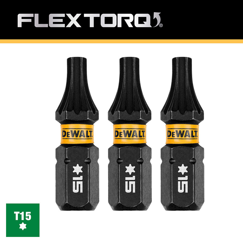 DeWalt DWAF1TX15IR3 T15 FLEXTORQ 1/4 x 1in Impact Driver Bits, 3-Pack - 4